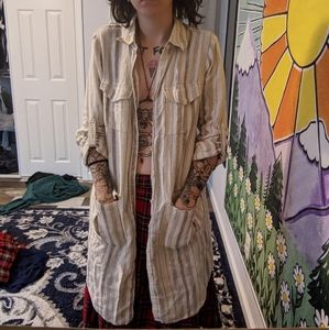 Long striped button-up tunic